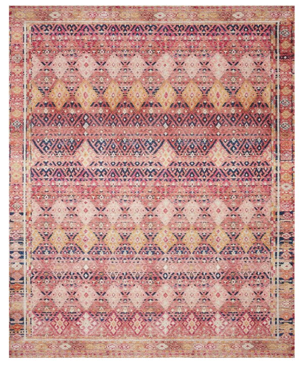 Loloi Layla 7'-6" x 9'-6" Area Rug in Magenta/Multi - Thick Area Rug, Soft Area Rug